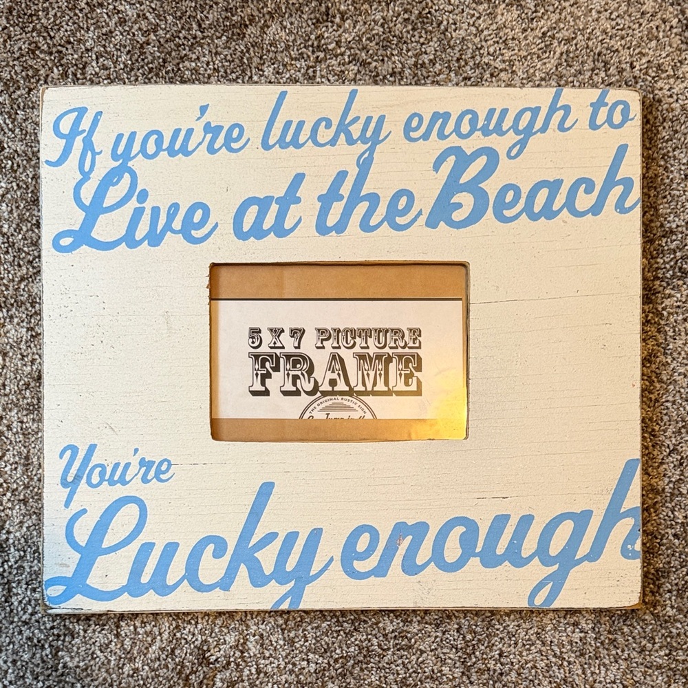 Beach-Themed Blue and Cream Picture Frame